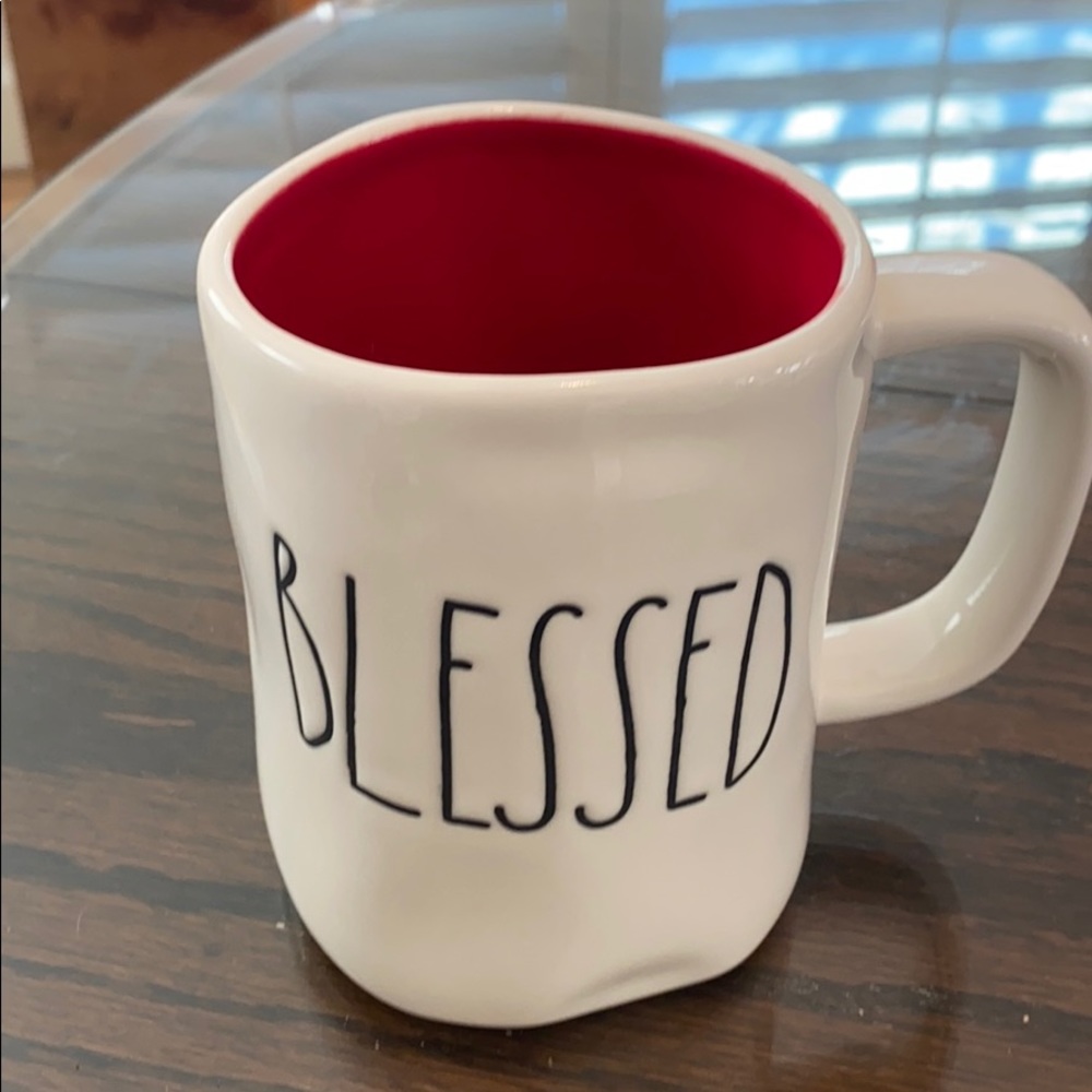 Rae Dunn blessed mug red inside